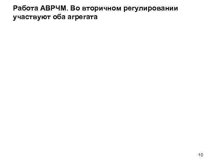 Работа АВРЧМ. Во вторичном регулировании участвуют оба агрегата    10 