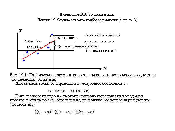      Валентинов В. А. Эконометрика.    Лекция 10.