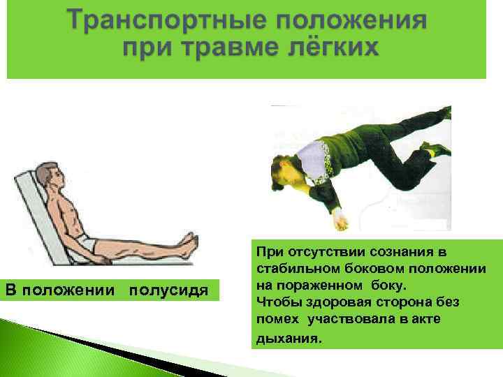      При отсутствии сознания в     