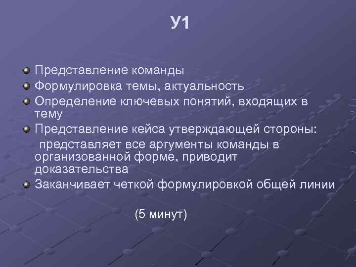     У 1 Представление команды Формулировка темы, актуальность Определение ключевых понятий,