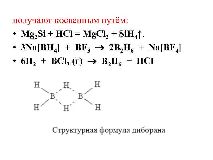 получают косвенным путём: • Mg 2 Si + HCl = Mg. Cl 2 получают косвенным путём: • Mg 2 Si + HCl = Mg. Cl 2