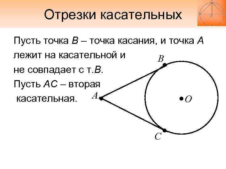 Только на одном рисунке нет ошибки в изображении свойства отрезков касательных проведенных