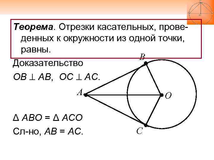 Касательные из одной точки равны