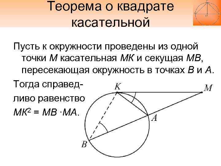 Теорема о квадрате касательной презентация