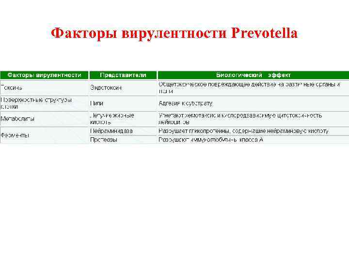 Факторы вирулентности Prevotella 
