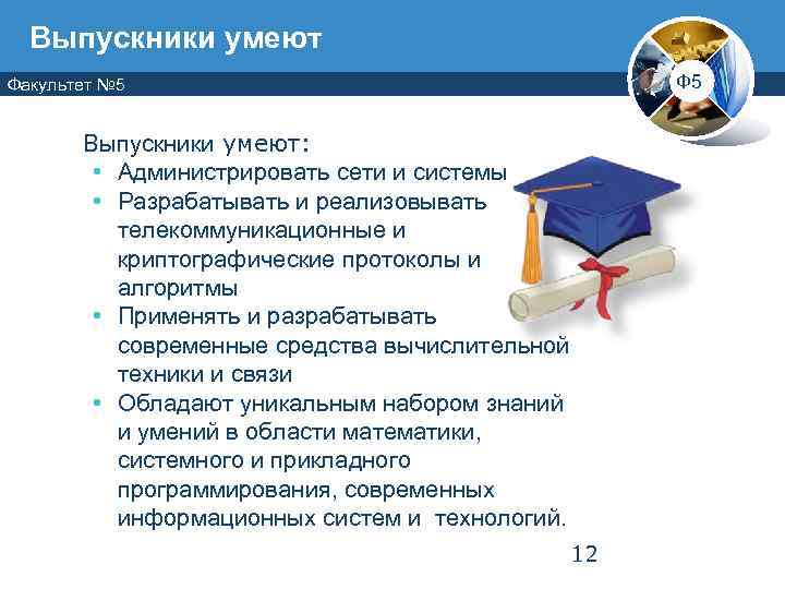  Выпускники умеют Факультет № 5       Ф 5
