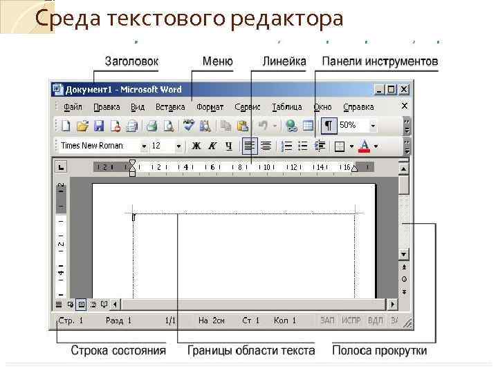Среда текстового редактора 
