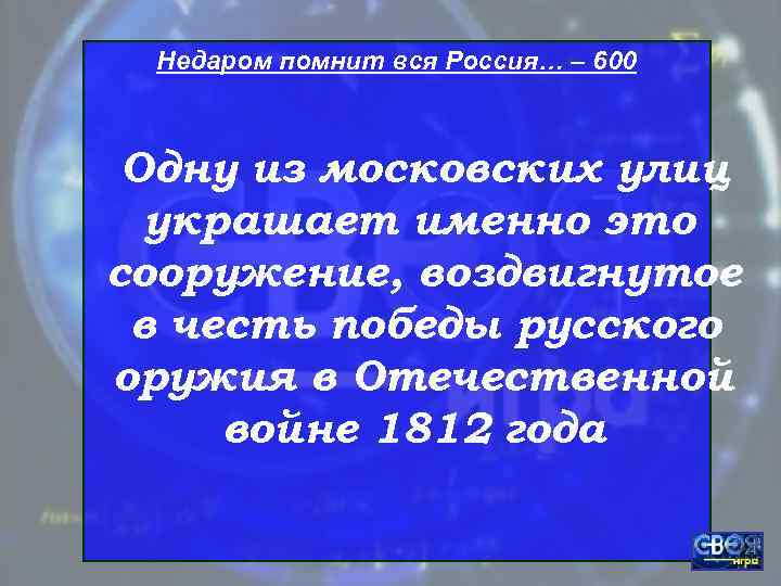  Недаром помнит вся Россия… – 600 Одну из московских улиц  украшает именно