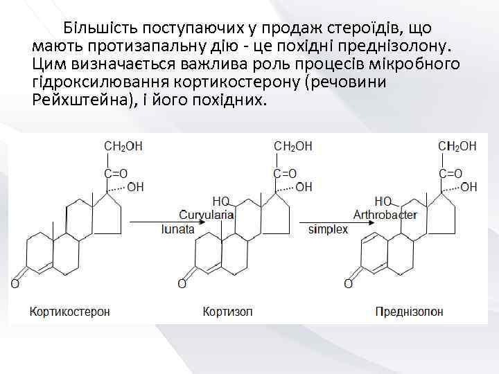   Більшість поступаючих у продаж стероїдів, що мають протизапальну дію - це похідні