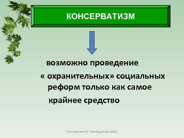    КОНСЕРВАТИЗМ     возможно проведение   « охранительных»