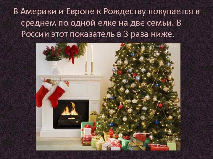 В Америки и Европе к Рождеству покупается в  среднем по одной елке на