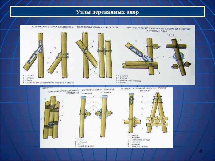 Узлы деревянных опор      4 