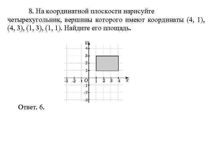    8. На координатной плоскости нарисуйте четырехугольник,  вершины которого имеют координаты