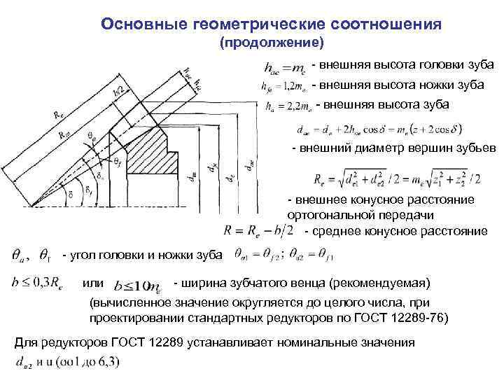    Основные геометрические соотношения       (продолжение) 