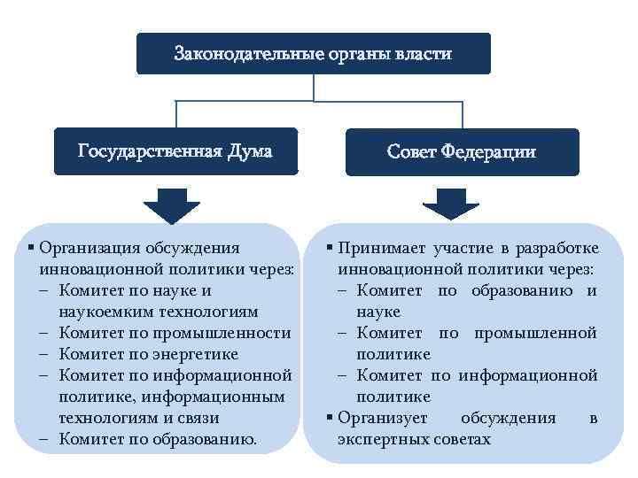    Законодательные органы власти  Государственная Дума    Совет Федерации
