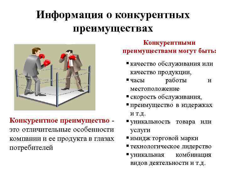   Информация о конкурентных   преимуществах    Конкурентными  