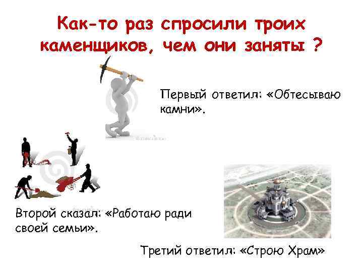  Как-то раз спросили троих  каменщиков, чем они заняты ?   