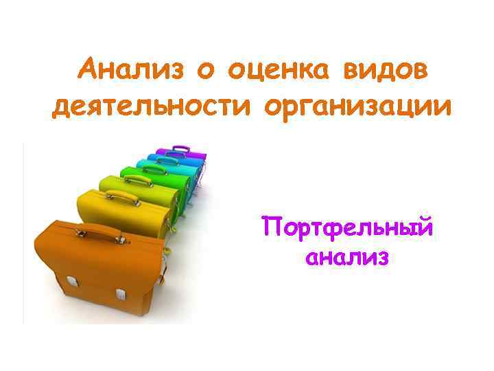  Анализ о оценка видов деятельности организации    Портфельный   
