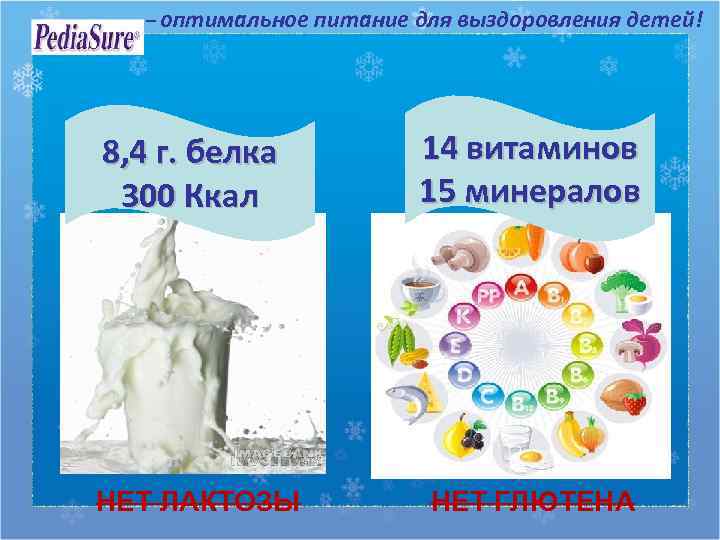  – оптимальное питание для выздоровления детей! 8, 4 г. белка  14 витаминов