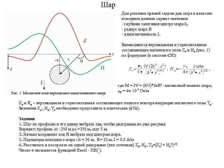      Шар     Для решения прямой задачи