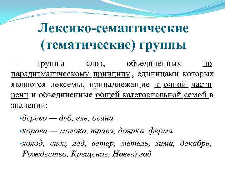 Как называется содержательный план одного из лексико семантических вариантов многозначного слова