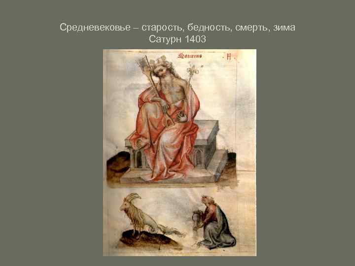 Средневековье – старость, бедность, смерть, зима   Сатурн 1403 