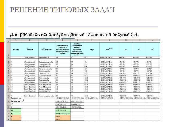 РЕШЕНИЕ ТИПОВЫХ ЗАДАЧ  Для расчетов используем данные таблицы на рисунке 3. 4. 
