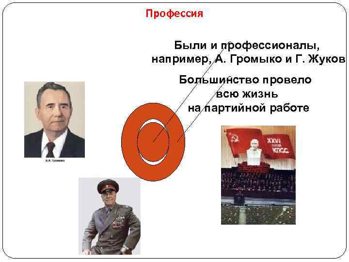 Профессия Были и профессионалы, например, А. Громыко и Г. Жуков Большинство провело  всю