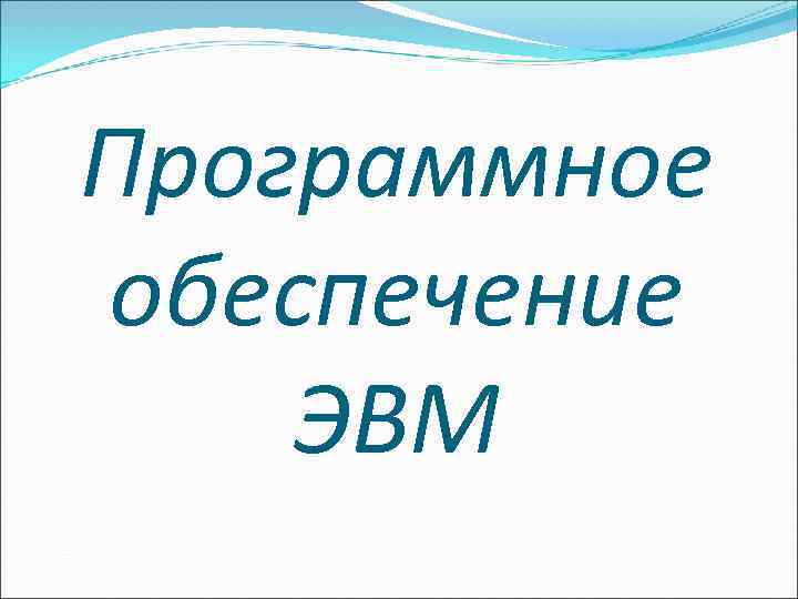Программное обеспечение ЭВМ 