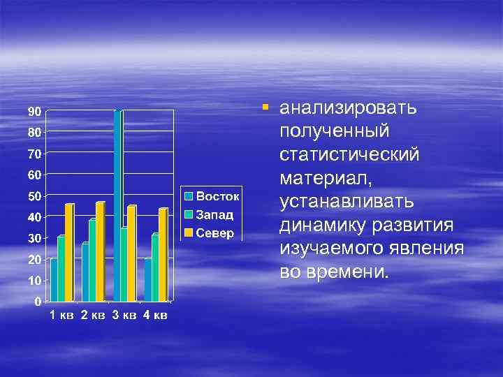 § анализировать  полученный  статистический  материал,  устанавливать  динамику развития 