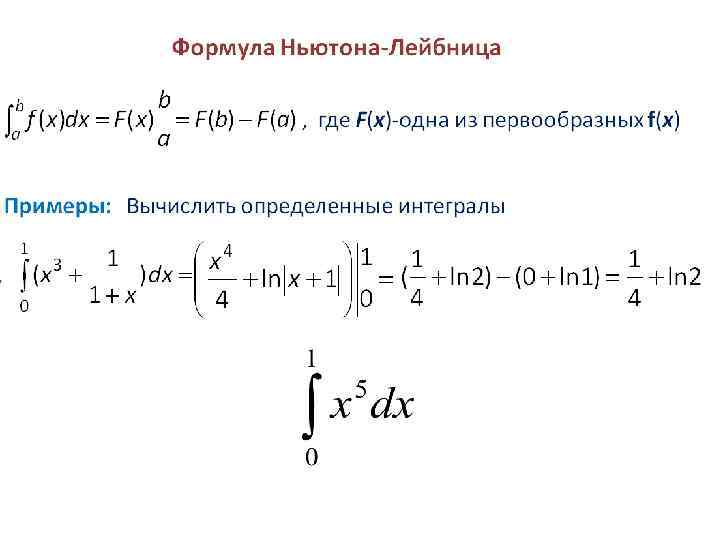 Формула ньютона лейбница для определенного интеграла