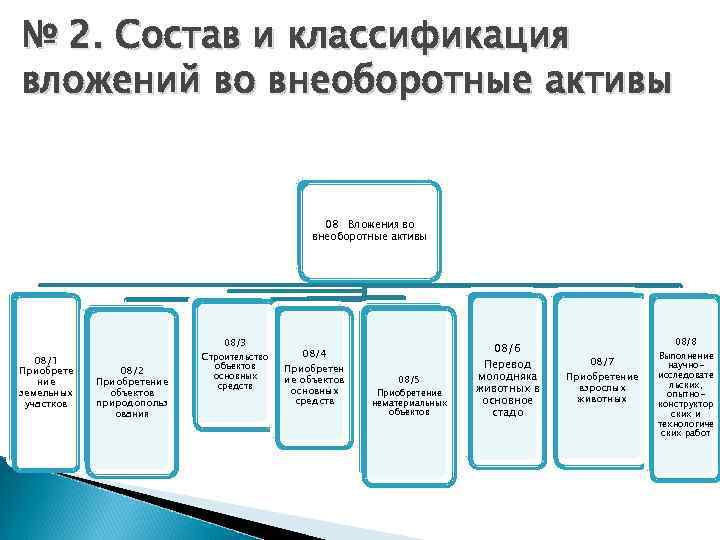 № 2. Состав и классификация вложений во внеоборотные активы     08