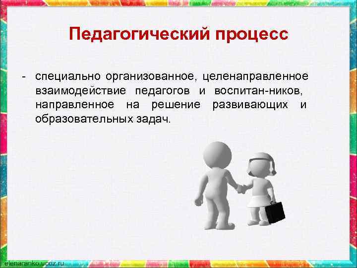   Педагогический процесс  - специально организованное,  целенаправленное  взаимодействие педагогов и