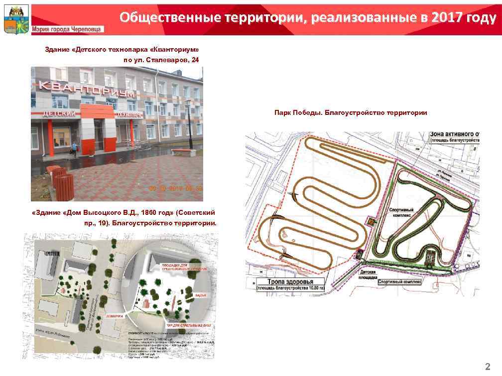 Общественные территории, реализованные в 2017 году Здание «Детского технопарка «Кванториум» по ул. Сталеваров, 24