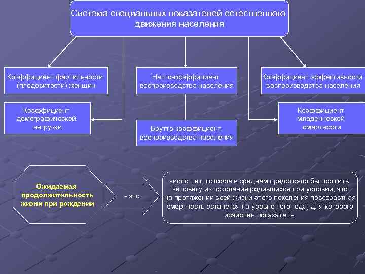     Система специальных показателей естественного     движения населения