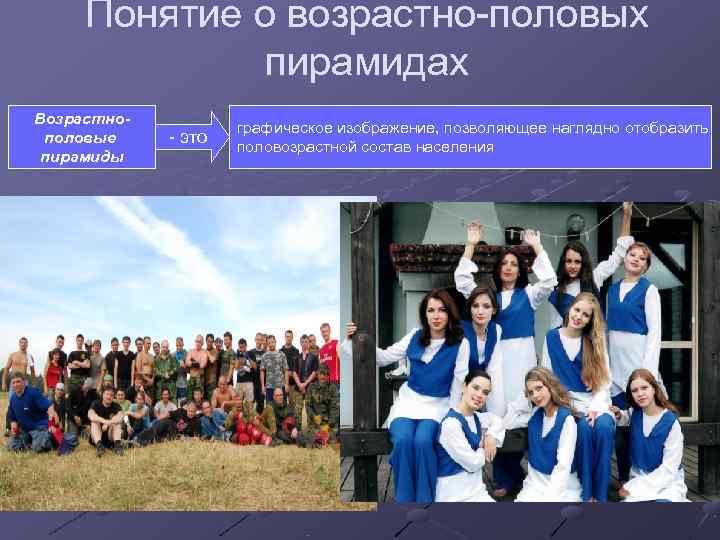  Понятие о возрастно-половых    пирамидах Возрастно-     графическое