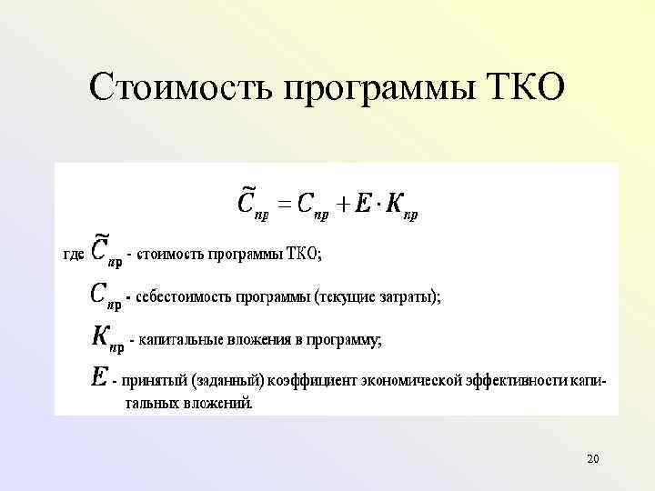 Стоимость программы ТКО      20 