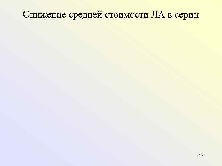 Снижение средней стоимости ЛА в серии       47 
