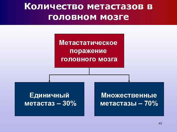 Количество метастазов в головном мозге Метастатическое поражение головного мозга Единичный Количество метастазов в головном мозге Метастатическое поражение головного мозга Единичный