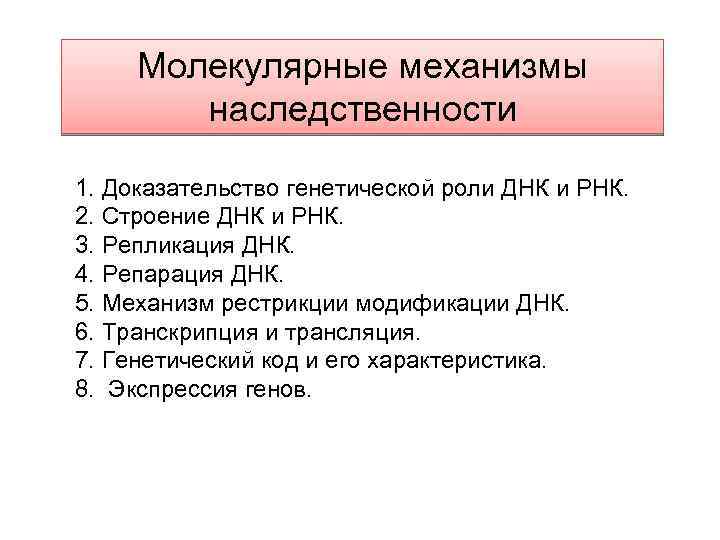 Молекулярные механизмы