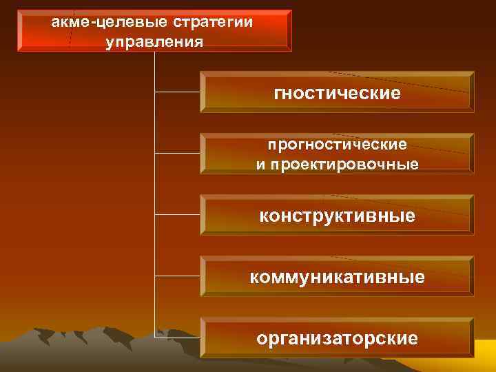 акме-целевые стратегии  управления     гностические     