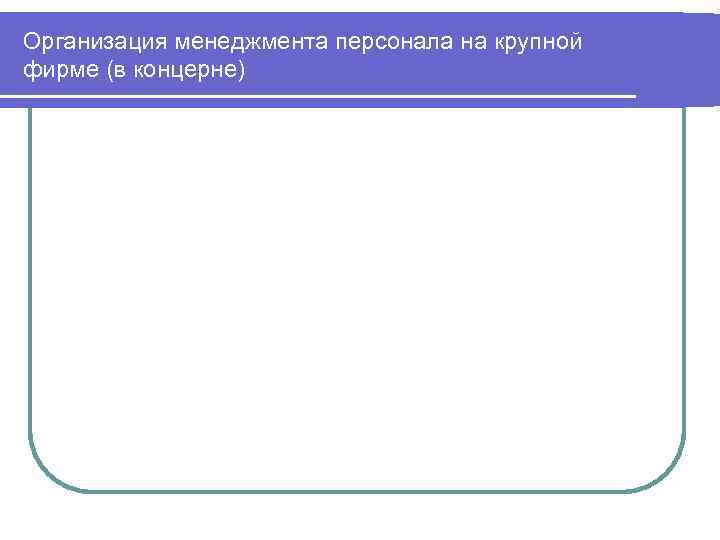Организация менеджмента персонала на крупной фирме (в концерне) 
