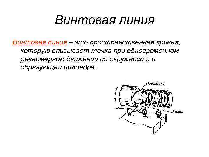   Винтовая линия – это пространственная кривая,  которую описывает точка при одновременном