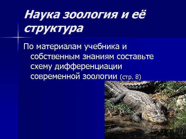 Наука зоология и её структура По материалам учебника и собственным знаниям составьте схему дифференциации