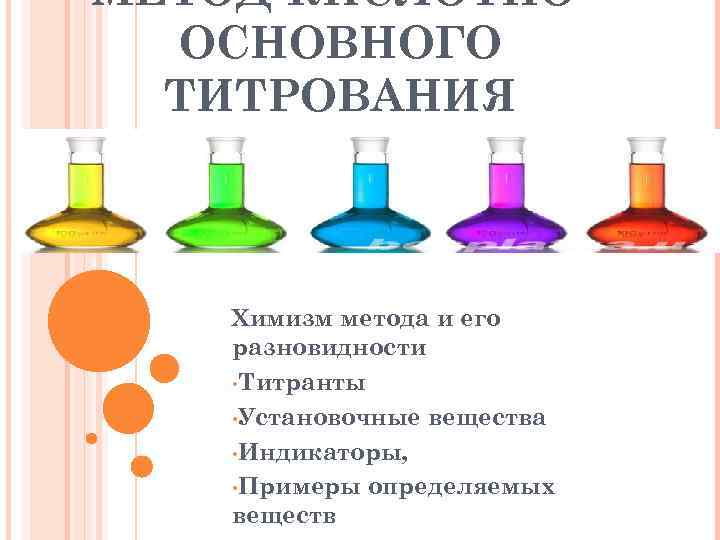 МЕТОД КИСЛОТНО-  ОСНОВНОГО  ТИТРОВАНИЯ  Химизм метода и его разновидности • Титранты