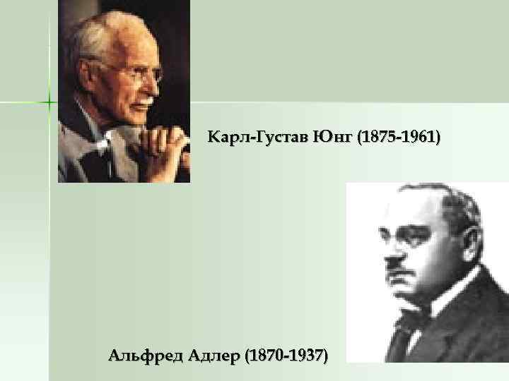 Карл-Густав Юнг (1875 -1961) Альфред Адлер (1870 -1937) Карл-Густав Юнг (1875 -1961) Альфред Адлер (1870 -1937)