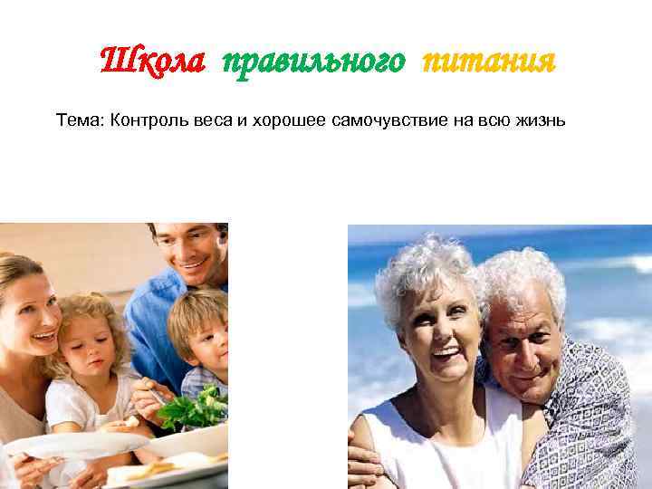   Школа правильного питания Тема: Контроль веса и хорошее самочувствие на всю жизнь