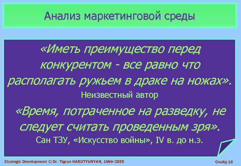     Анализ маркетинговой среды   «Иметь преимущество перед  конкурентом