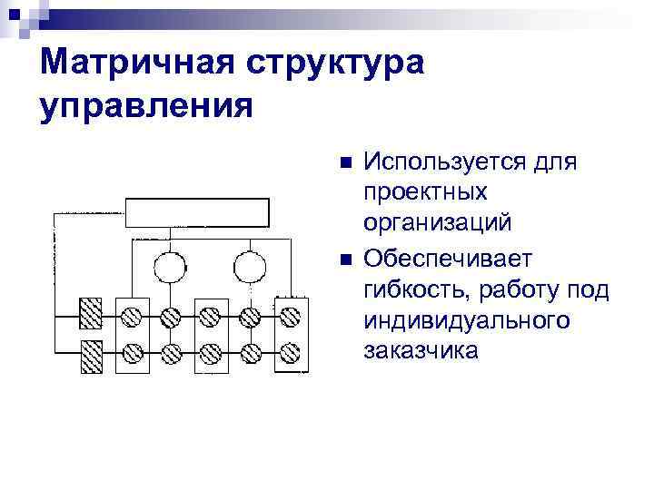 Матричная структура управления    n  Используется для    проектных