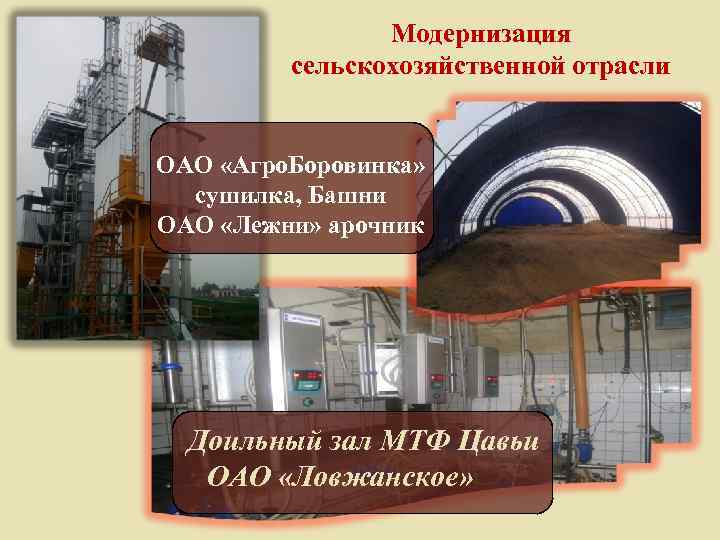     Модернизация  сельскохозяйственной отрасли  ОАО «Агро. Боровинка» сушилка, Башни